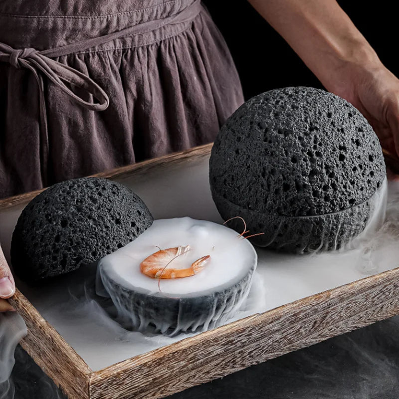 Special Lava Stone Planet Sashimi Seafood Dry Ice Serving Plate | Bowlift