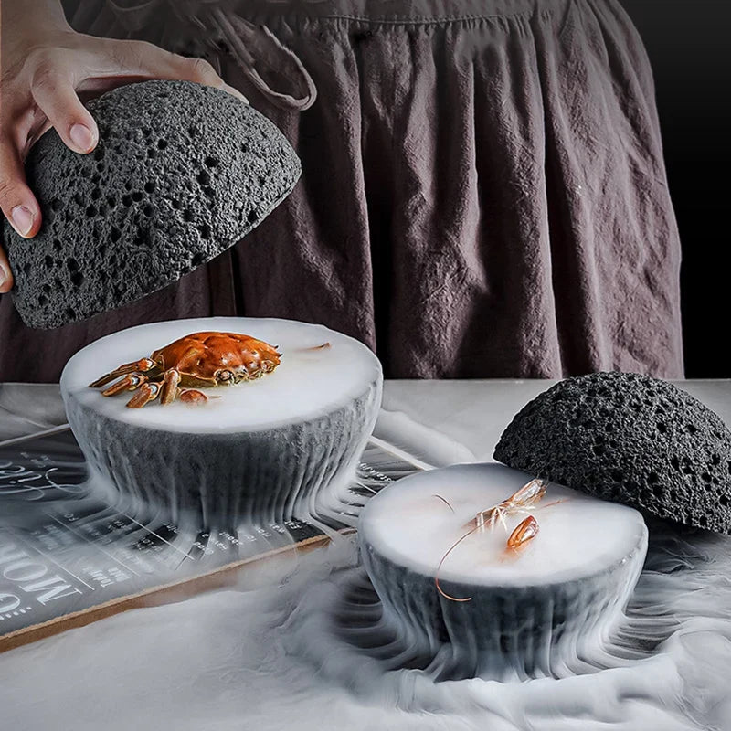 Special Lava Stone Planet Sashimi Seafood Dry Ice Serving Plate | Bowlift