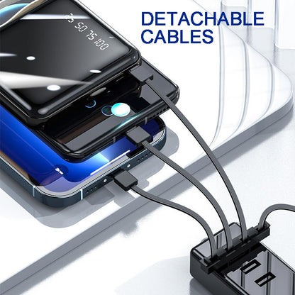 Fast charging 20000mAh Mini Power bank with integrated cables