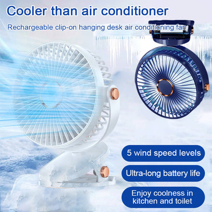 Rechargeable Clip-On Hanging Desk Air Conditioning Fan | Bowlift