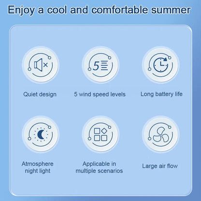 Rechargeable Clip-On Hanging Desk Air Conditioning Fan | Bowlift