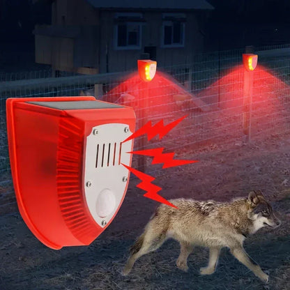 Solar-powered 129 dB security alarm light with motion sensor