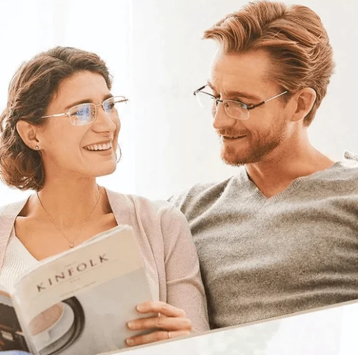 BowLift | Viselio Intelligent Reading Glasses with Progressive Lenses | Ultralight & Blue Light Filter | For Near & Distant Vision | Titanium Frame TR90
