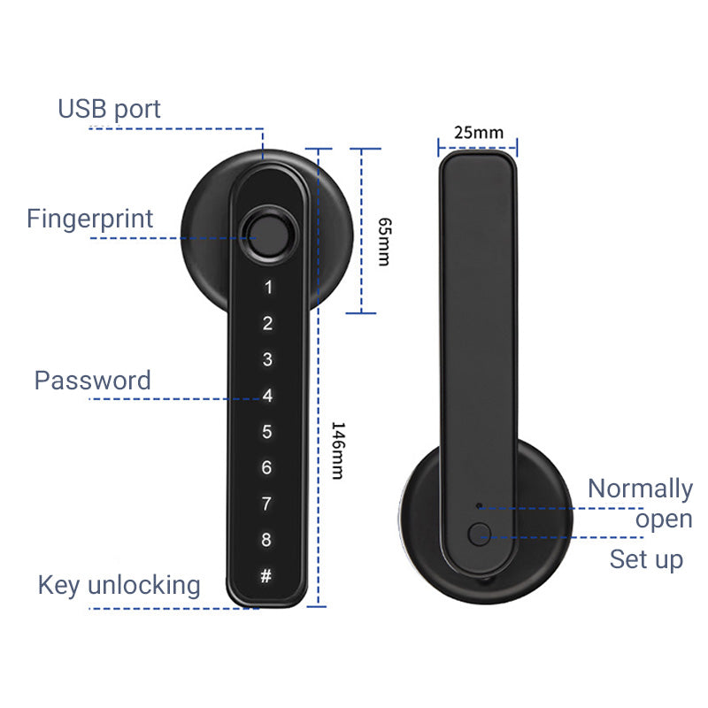 Frendorf | Fingerprint Smart Door Lock Handle with Bluetooth APP Control