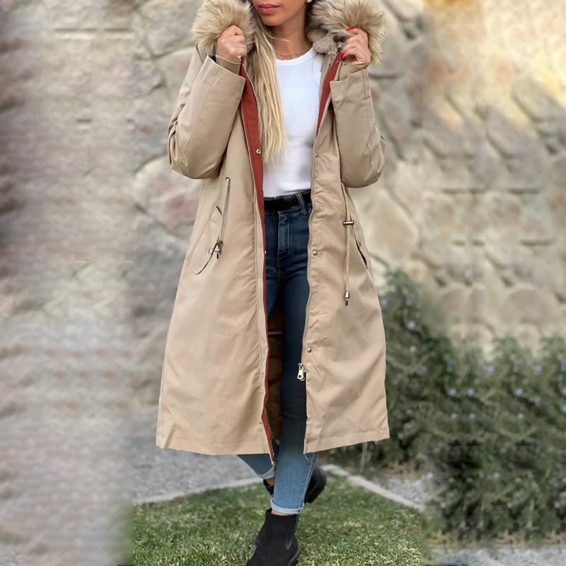 Skanto | 🎁Early Black Friday Sale🎁Hooded Winter Jacket with Fur Collar, Casual Parka for Women⛄