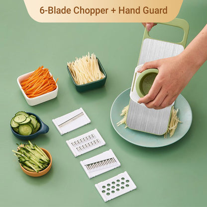 Skanto | Multifunctional 7-in-1 Stainless Steel Kitchen Chopper with Hand Guard