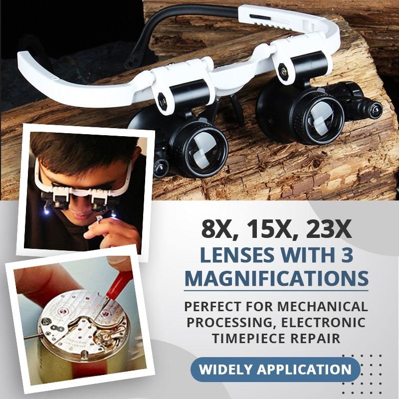 BowLift | LED glasses with magnifying lenses (8x 15x 23x)