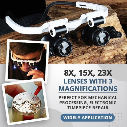 BowLift | LED glasses with magnifying lenses (8x 15x 23x)