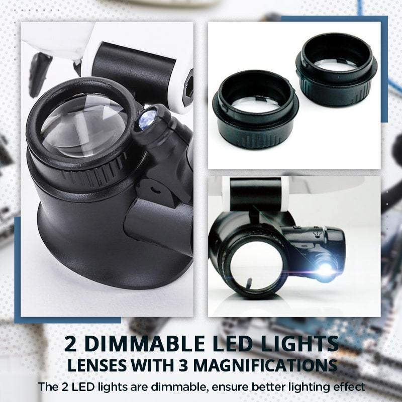 BowLift | LED glasses with magnifying lenses (8x 15x 23x)