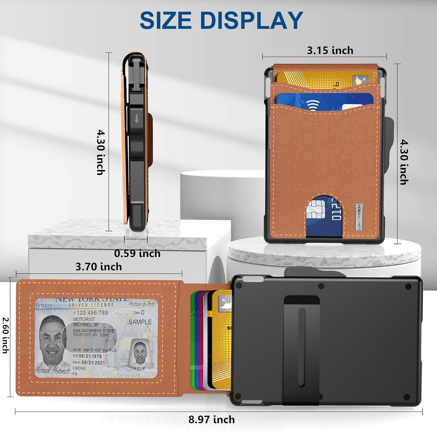 Skanto | 🔥Pop Up Aluminum Case Money Clip Slim Leather Slots Credit Card Holders RFID Blocking Bifold Minimalist Wallet