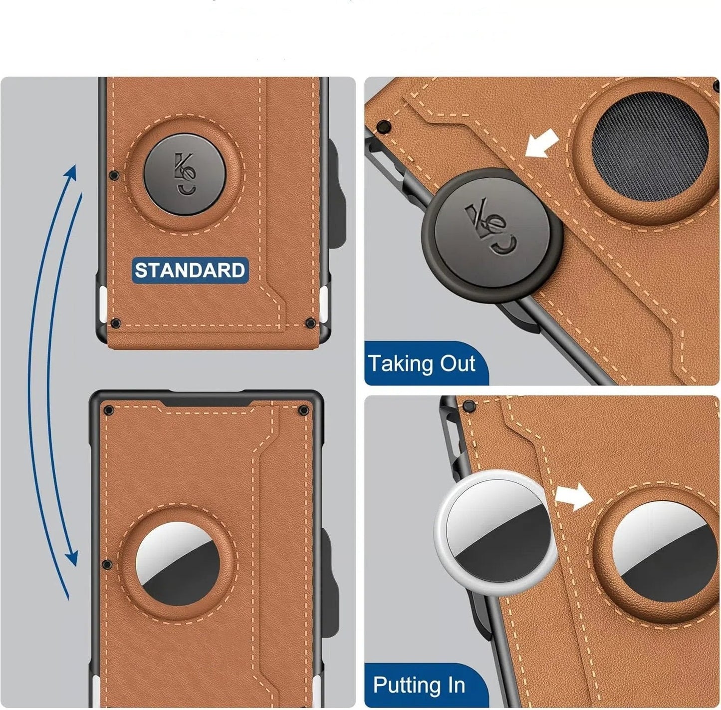 Skanto | 🔥Pop Up Aluminum Case Money Clip Slim Leather Slots Credit Card Holders RFID Blocking Bifold Minimalist Wallet