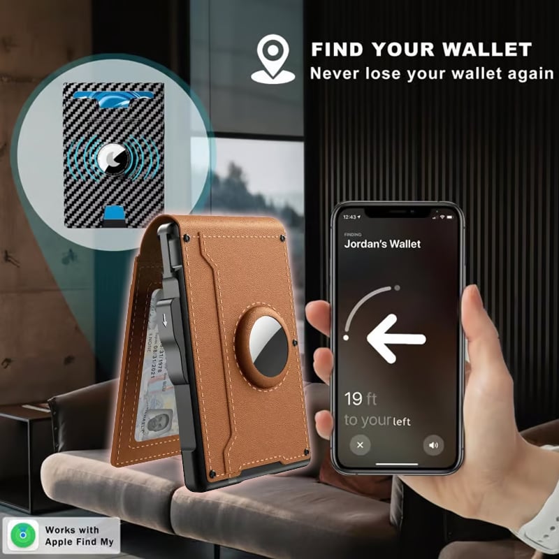 Skanto | 🔥Pop Up Aluminum Case Money Clip Slim Leather Slots Credit Card Holders RFID Blocking Bifold Minimalist Wallet