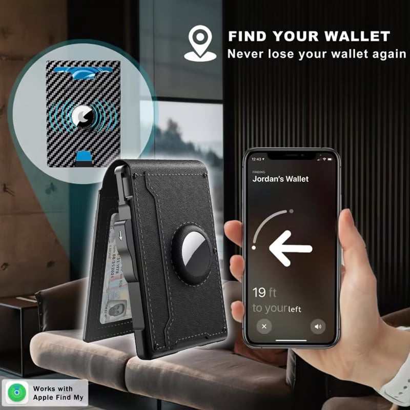 Skanto | 🔥Pop Up Aluminum Case Money Clip Slim Leather Slots Credit Card Holders RFID Blocking Bifold Minimalist Wallet