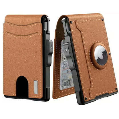 Skanto | 🔥Pop Up Aluminum Case Money Clip Slim Leather Slots Credit Card Holders RFID Blocking Bifold Minimalist Wallet