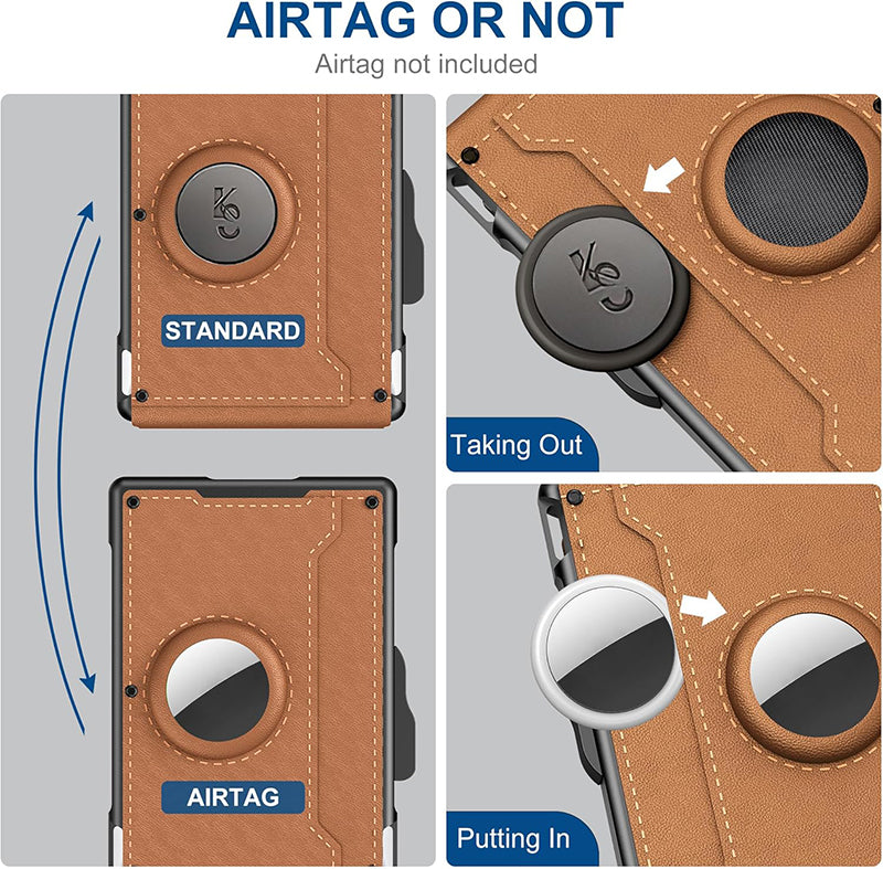 Men's wallet – with a flip-open aluminum case. Minimalist wallet with a leather money clip and space for credit cards. RFID protection.