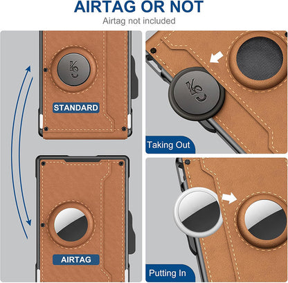 Men's wallet – with a flip-open aluminum case. Minimalist wallet with a leather money clip and space for credit cards. RFID protection.