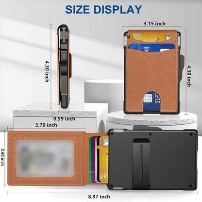 Men's wallet – with a flip-open aluminum case. Minimalist wallet with a leather money clip and space for credit cards. RFID protection.