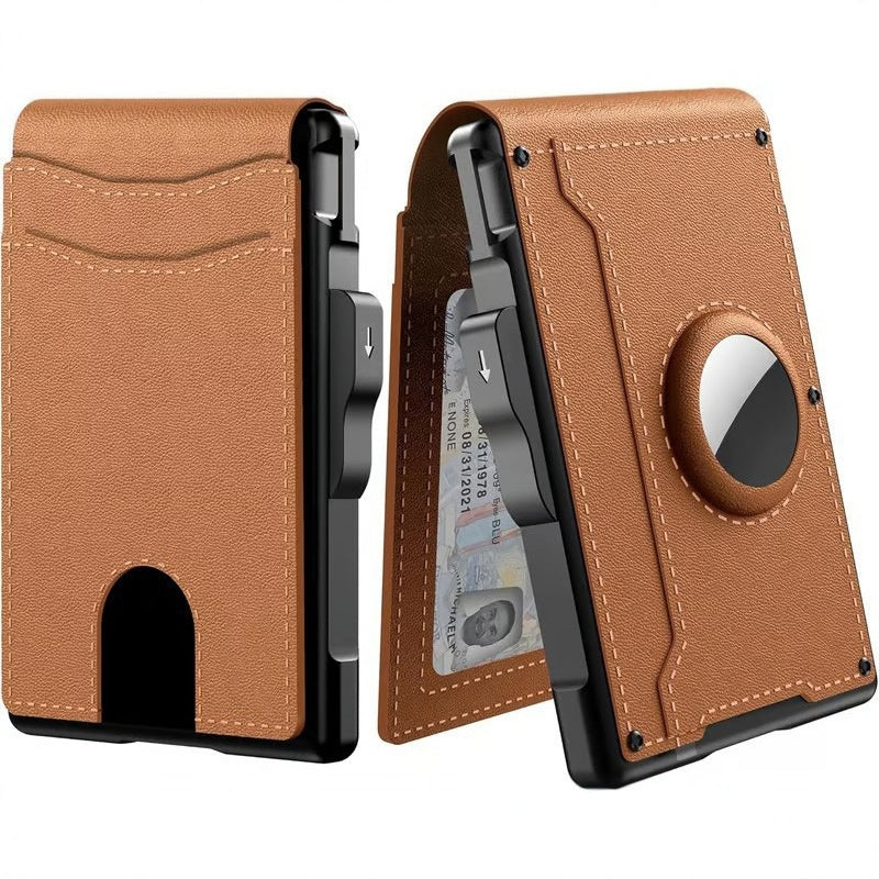 BowLift | Wallet for men - with pop-up aluminum case Minimal wallet with leather money clip with space for credit cards RFID blocking