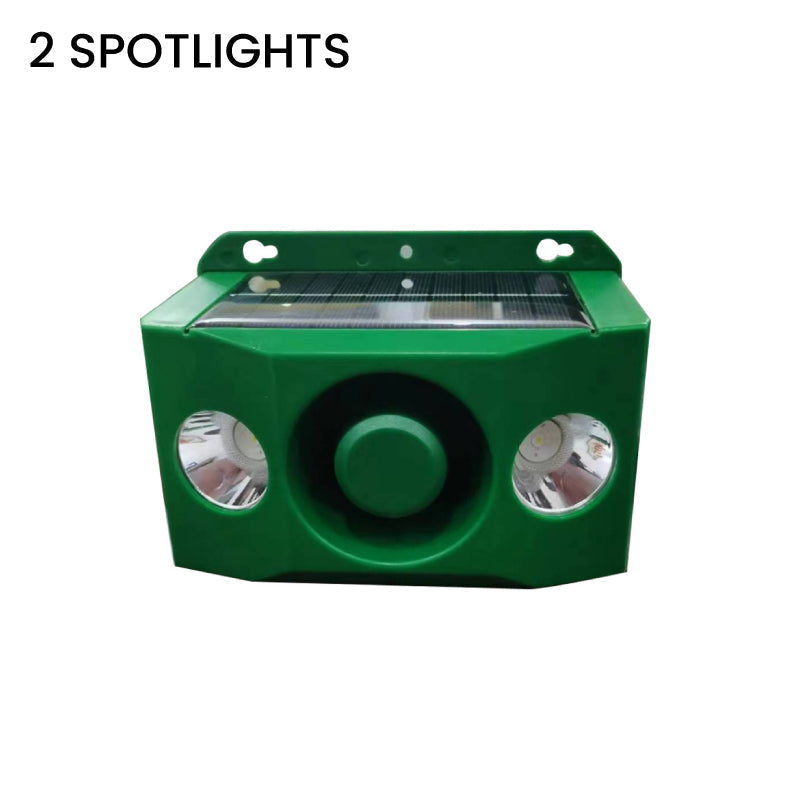 Solar-powered animal repellent device | Flashing LED & acoustic alarm | Weatherproof for outdoor use