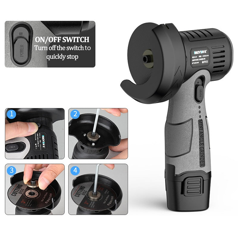 Skanto | 12V Mini Angle Grinder with Cutting Disc