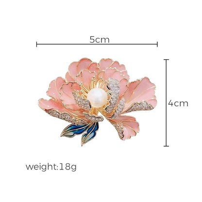 BowLift | Elegant enameled peony brooch for women