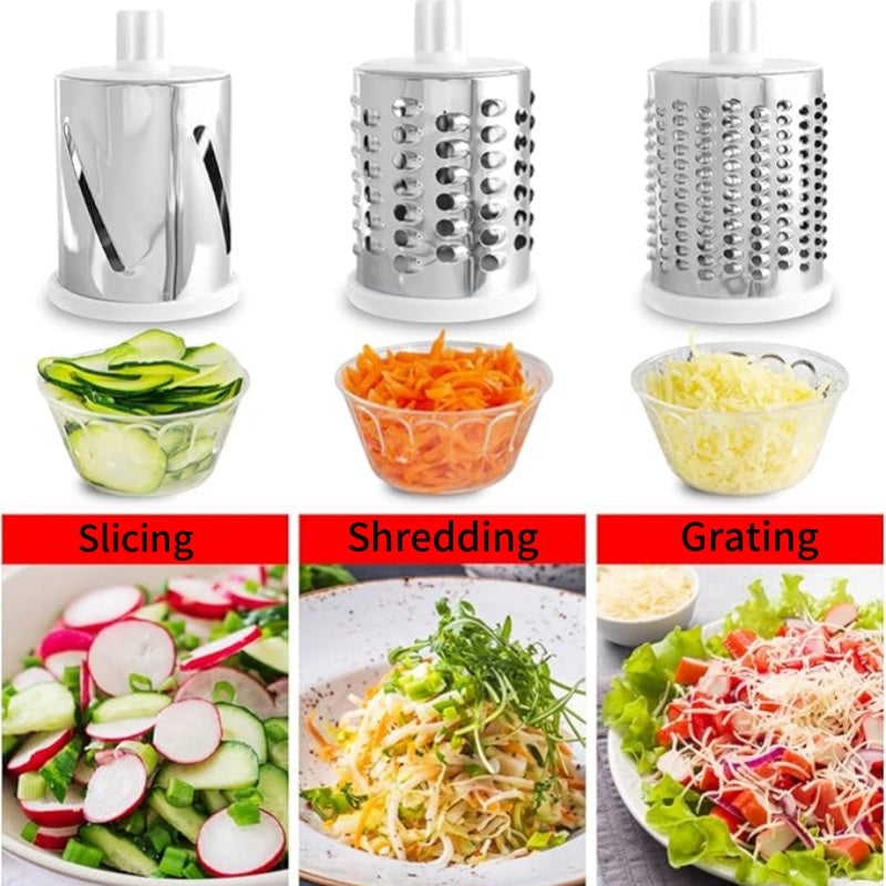 Skanto | 3-in-1 Rotary Cheese Grater and Vegetable Slicer