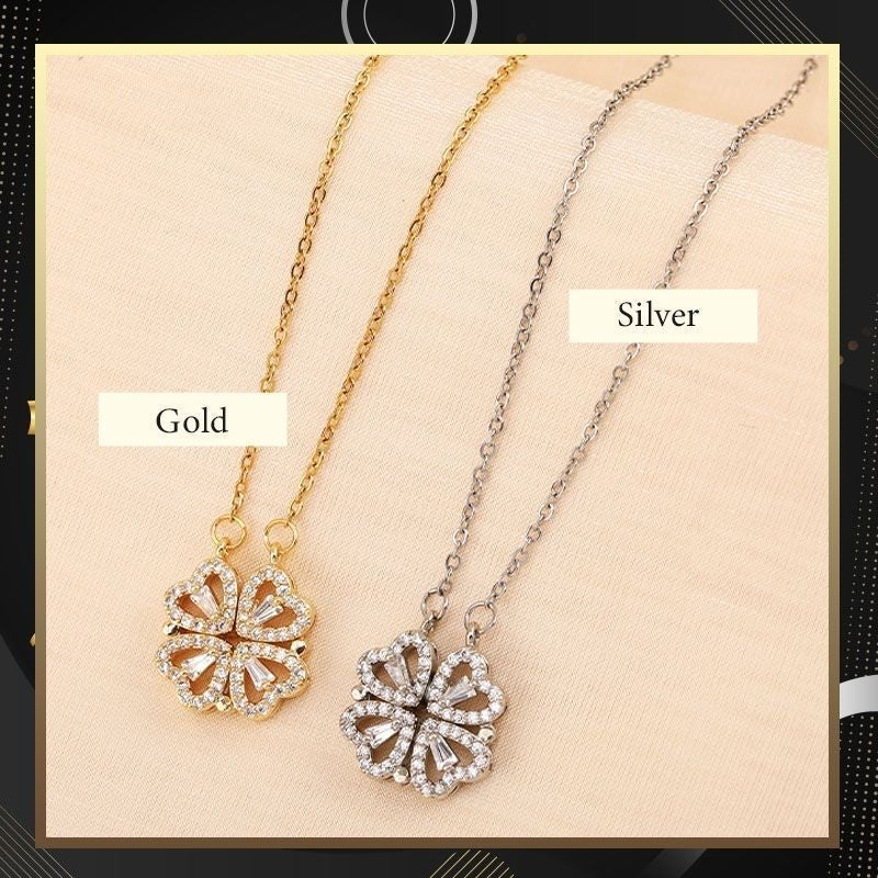 BowLift | Heart-shaped necklace with four leaves