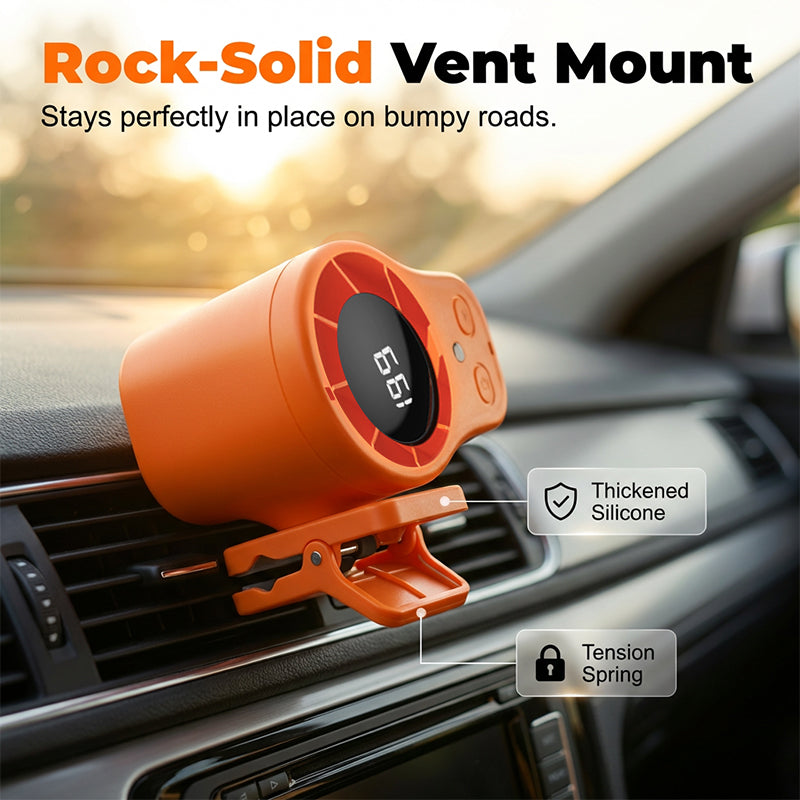 Car fan with clamp mounting – 3 speed settings | Karnz