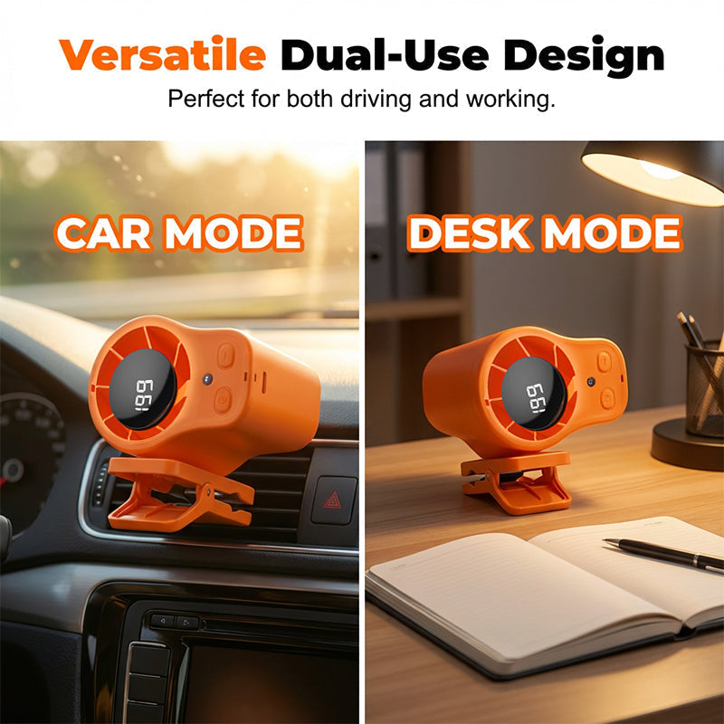 Car fan with clamp mounting – 3 speed settings | Karnz