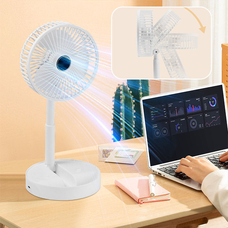 Rechargeable, foldable USB telescopic fan – quiet, 180° adjustable, 4 speed levels, portable ✨ | Karnz