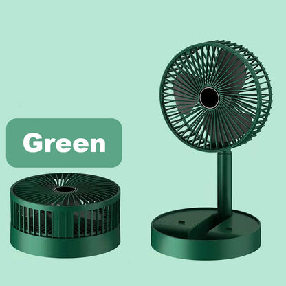 Rechargeable, foldable USB telescopic fan – quiet, 180° adjustable, 4 speed levels, portable ✨ | Karnz