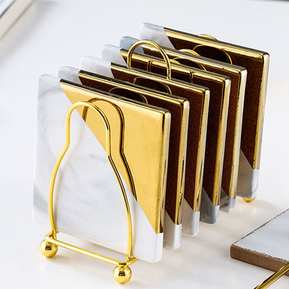 Skanto | Swirled Ceramic Coasters with Holder