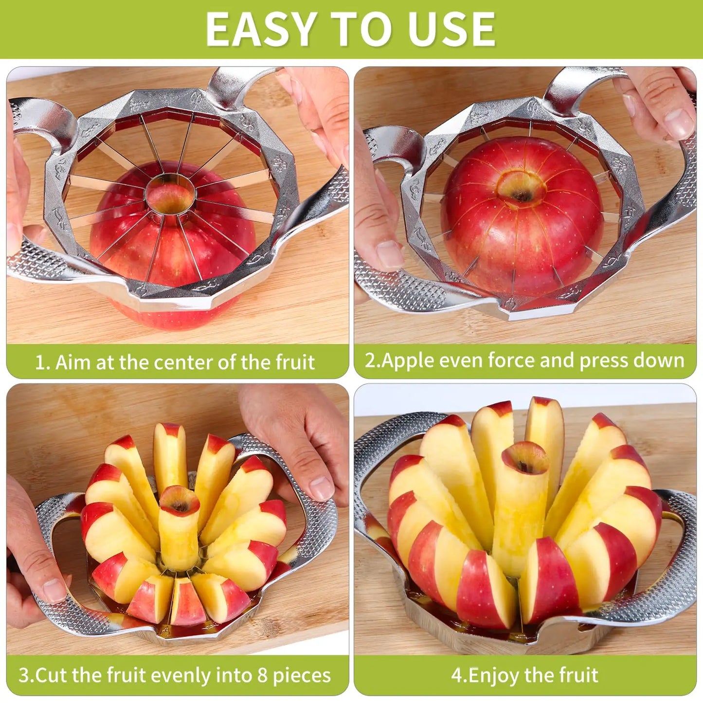 Stainless Steel Apple Slicer Heavy Duty Sharp Fruit Cutter and Divider | Bowlift