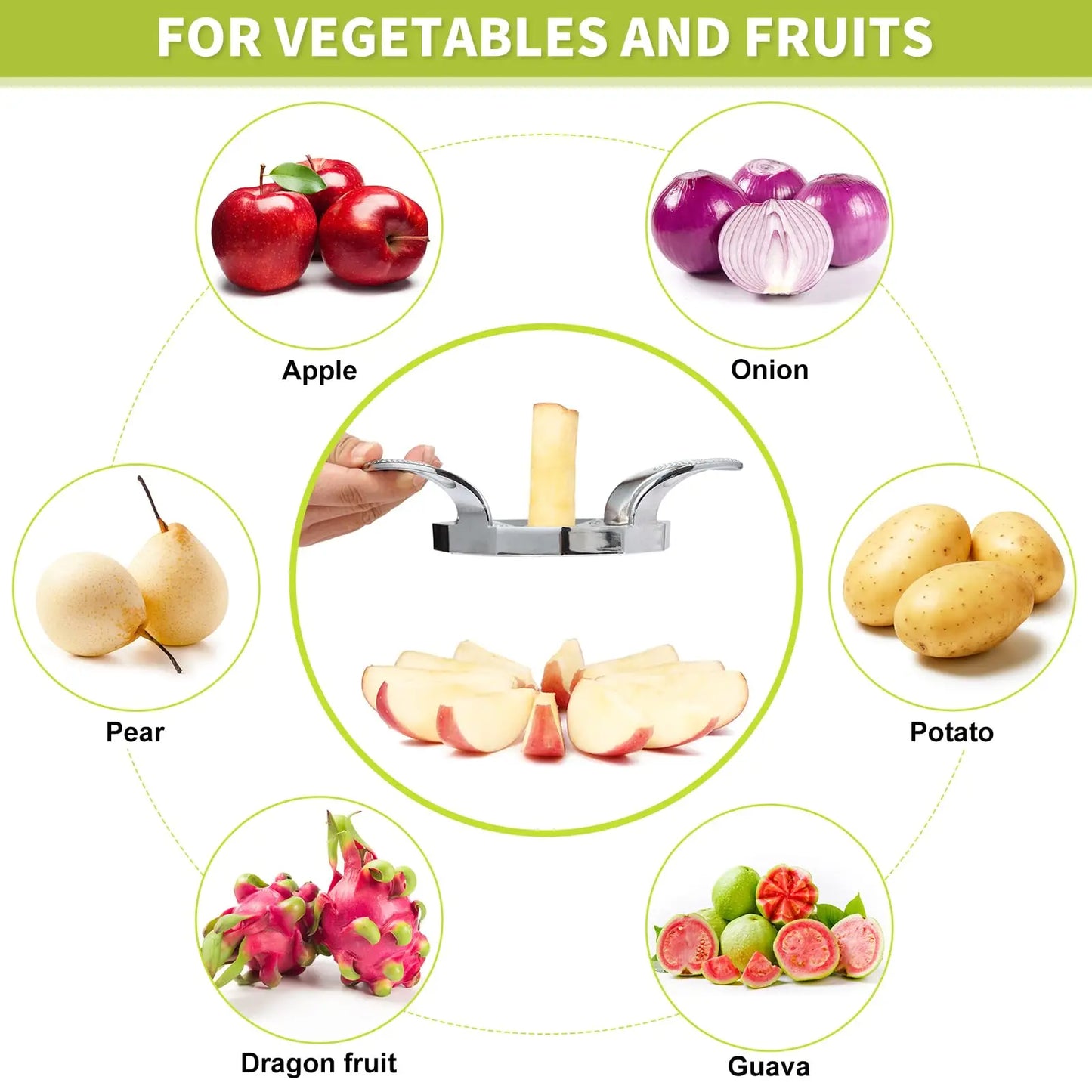 Stainless Steel Apple Slicer Heavy Duty Sharp Fruit Cutter and Divider | Bowlift