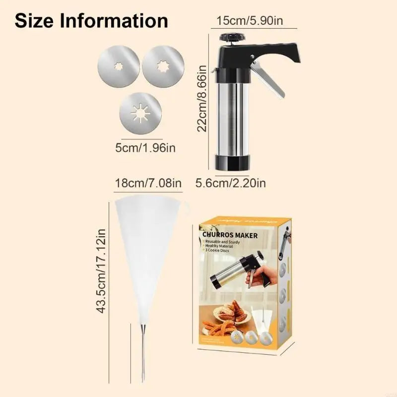 Stainless Steel Churro Maker Cookie Press and Cake Decorating Tool | Brehn
