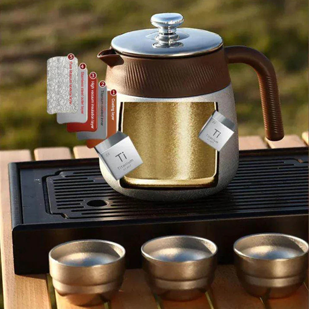 Stainless Steel Covered Stew Teapot with Titanium-Coated Inner Thermos | Bowlift