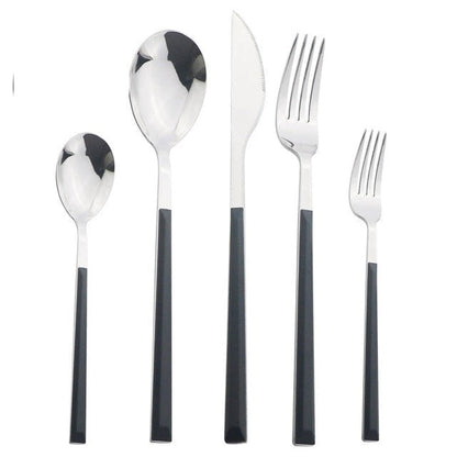 Stainless Steel Cutlery Set Imitation Wood Marble Handle Set | Karnz