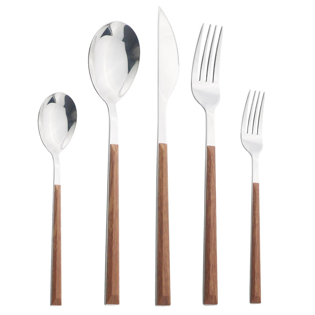 Stainless Steel Cutlery Set Imitation Wood Marble Handle Set | Karnz