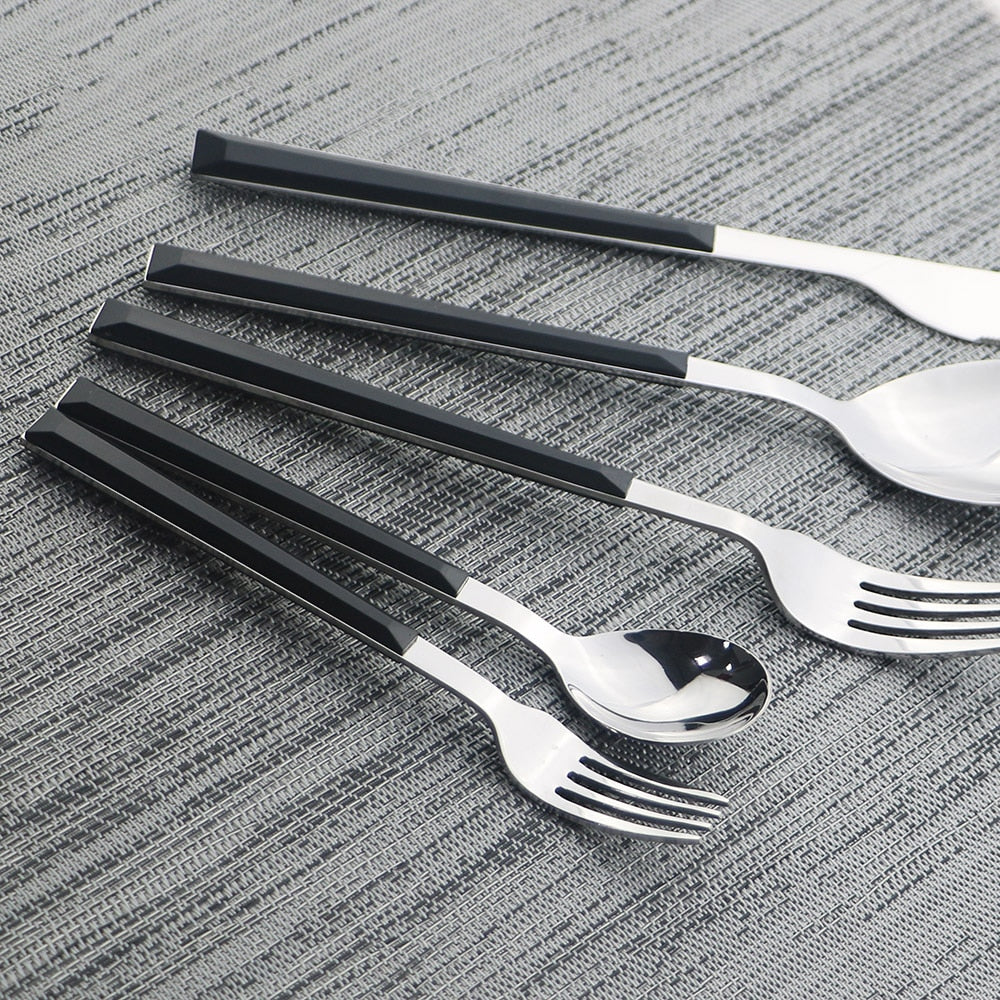 Stainless Steel Cutlery Set Imitation Wood Marble Handle Set | Karnz