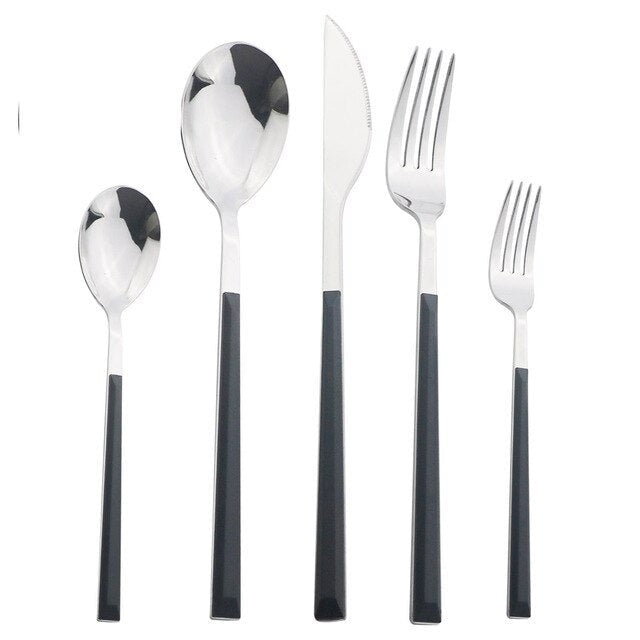 Stainless Steel Cutlery Set Imitation Wood Marble Handle Set | Karnz