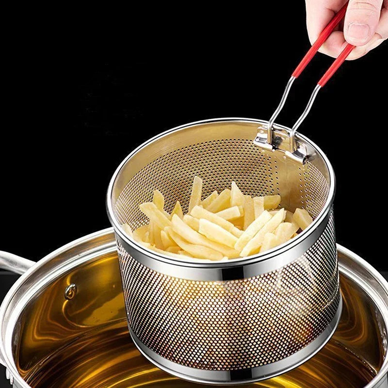 Stainless Steel Fry Basket Mesh Kitchen Fryer Strainer Colander | Skanto
