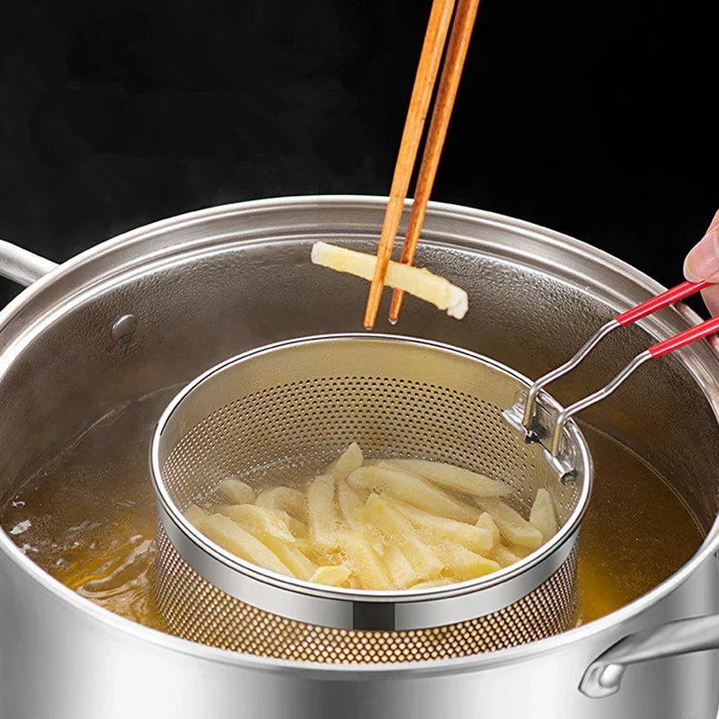 Stainless Steel Fry Basket Mesh Kitchen Fryer Strainer Colander | Skanto