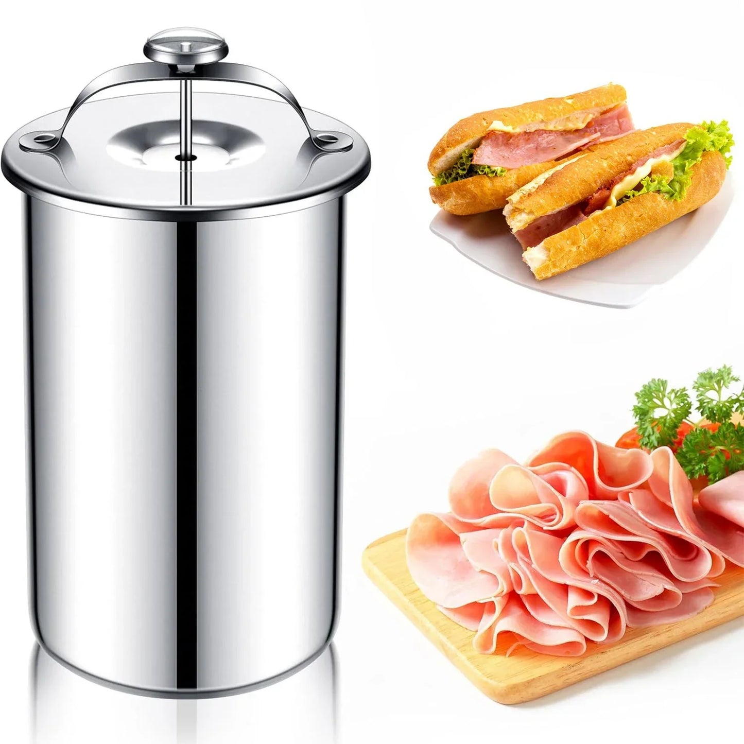Stainless Steel Ham Maker Meat Press Cooker Mold with Thermometer | Bowlift