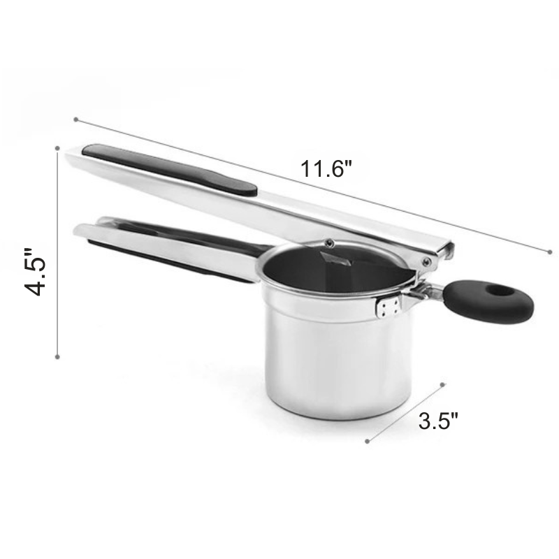 Stainless steel potato ricer with 3 interchangeable fineness discs | Karnz