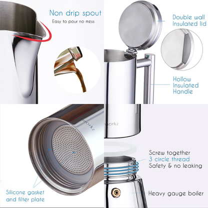 Stainless steel stove espresso maker moka pot coffee machine | Karnz