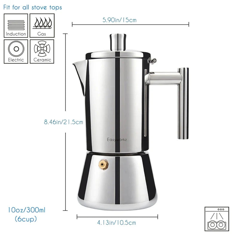 Stainless steel stove espresso maker moka pot coffee machine | Karnz