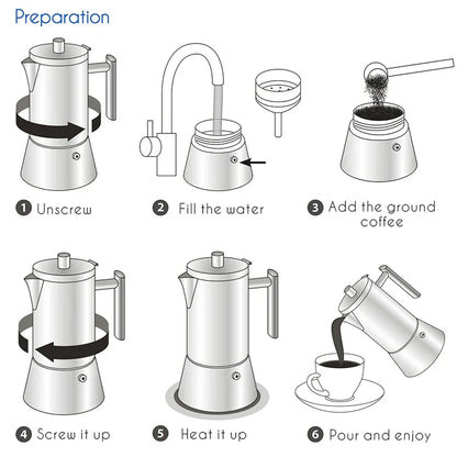 Stainless steel stove espresso maker moka pot coffee machine | Karnz