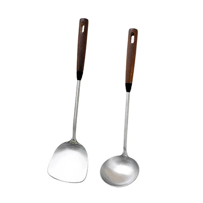 Stainless Steel Turner Wooden Handle Spatula Kitchen Cooking Utensils | Bowlift