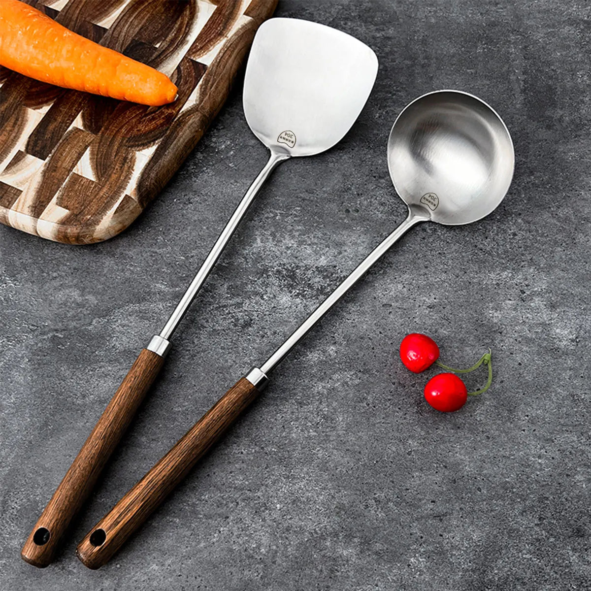 Stainless Steel Turner Wooden Handle Spatula Kitchen Cooking Utensils | Bowlift
