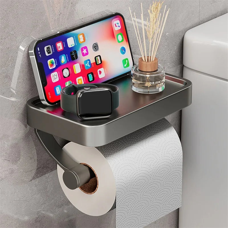 BowLift | Stalux Toilet Roll Holder with Shelf